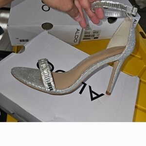 Aldo Shimmering Silver Heels